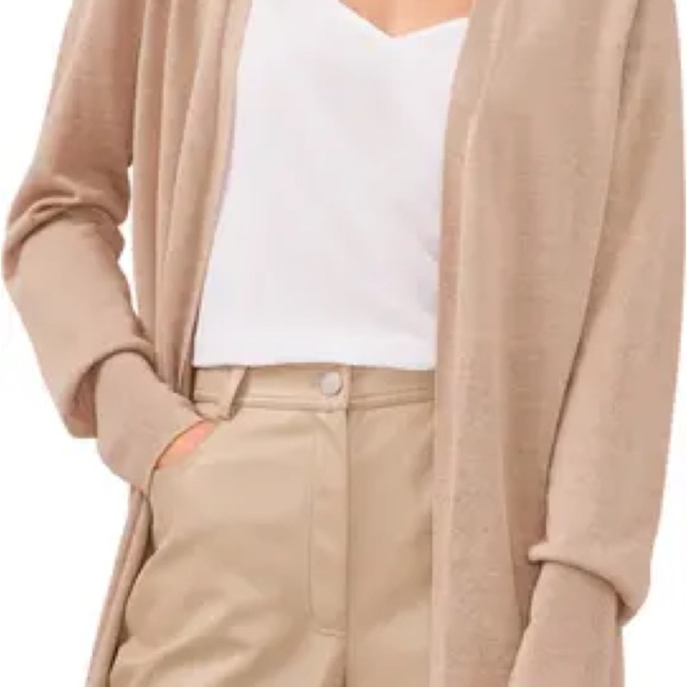 Halogen Beige Open-Front Cardigan